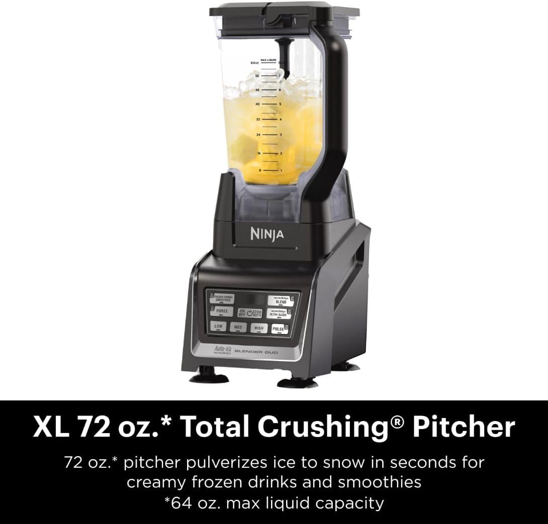 Ninja BL642 Nutri Ninja Personal & Countertop Blender with 1200W Auto-iQ Base,