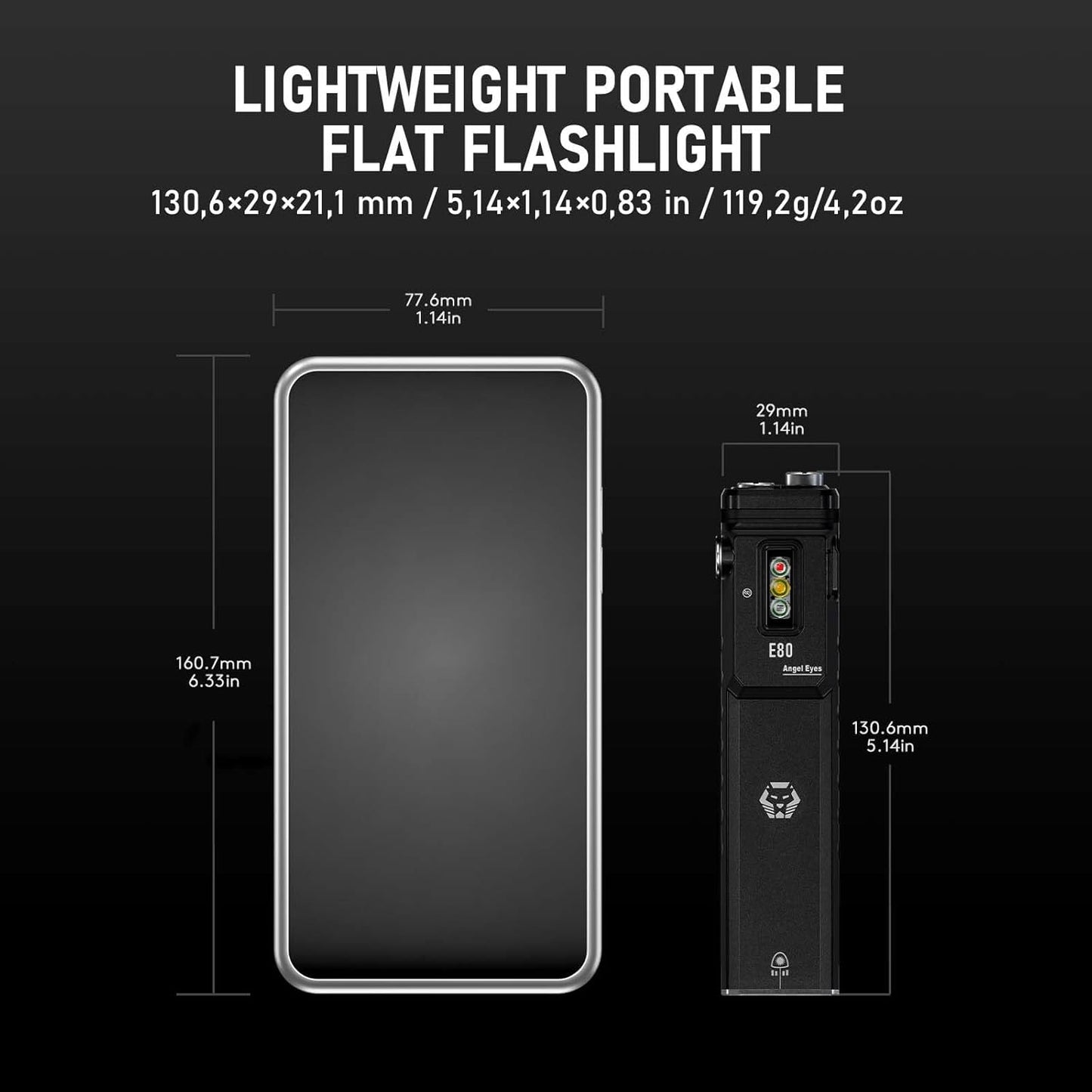 RovyVon Angel Eyes E80 Flat EDC Flashlight – 1800 Lumens,