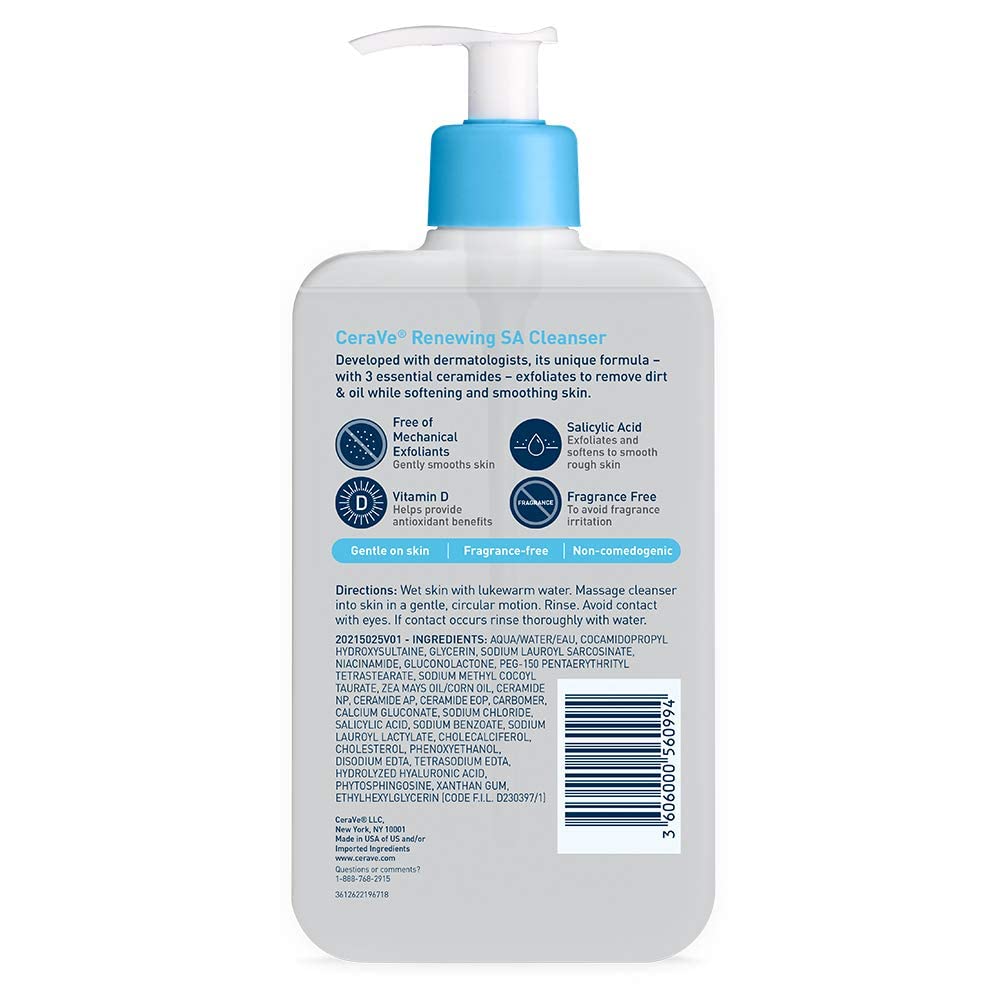 CeraVe Renewing Salicylic Acid Cleanser, Formulated With Hyaluronic Acid