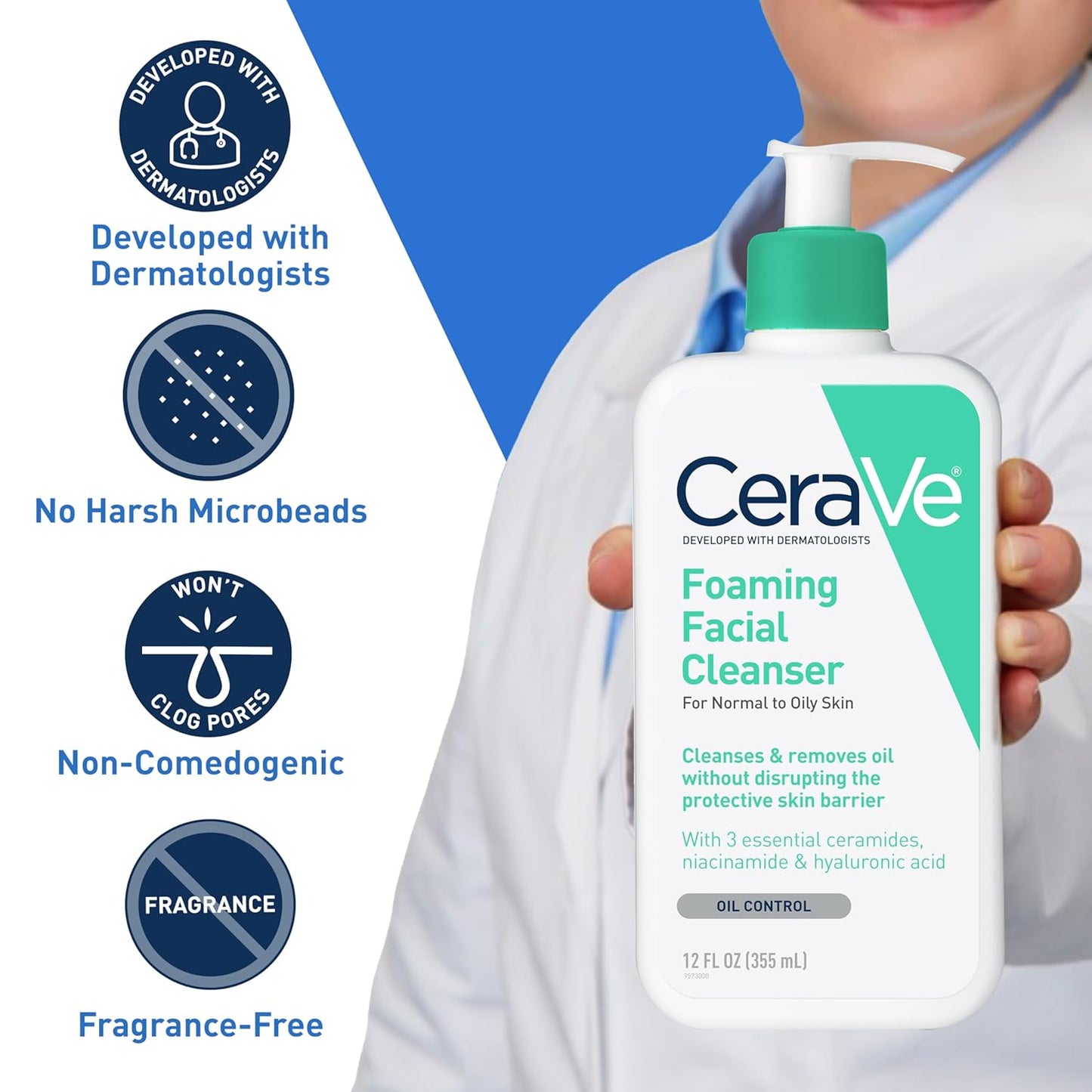 CeraVe Foaming Facial Cleanser, Daily Face Wash for Oily Skin,
