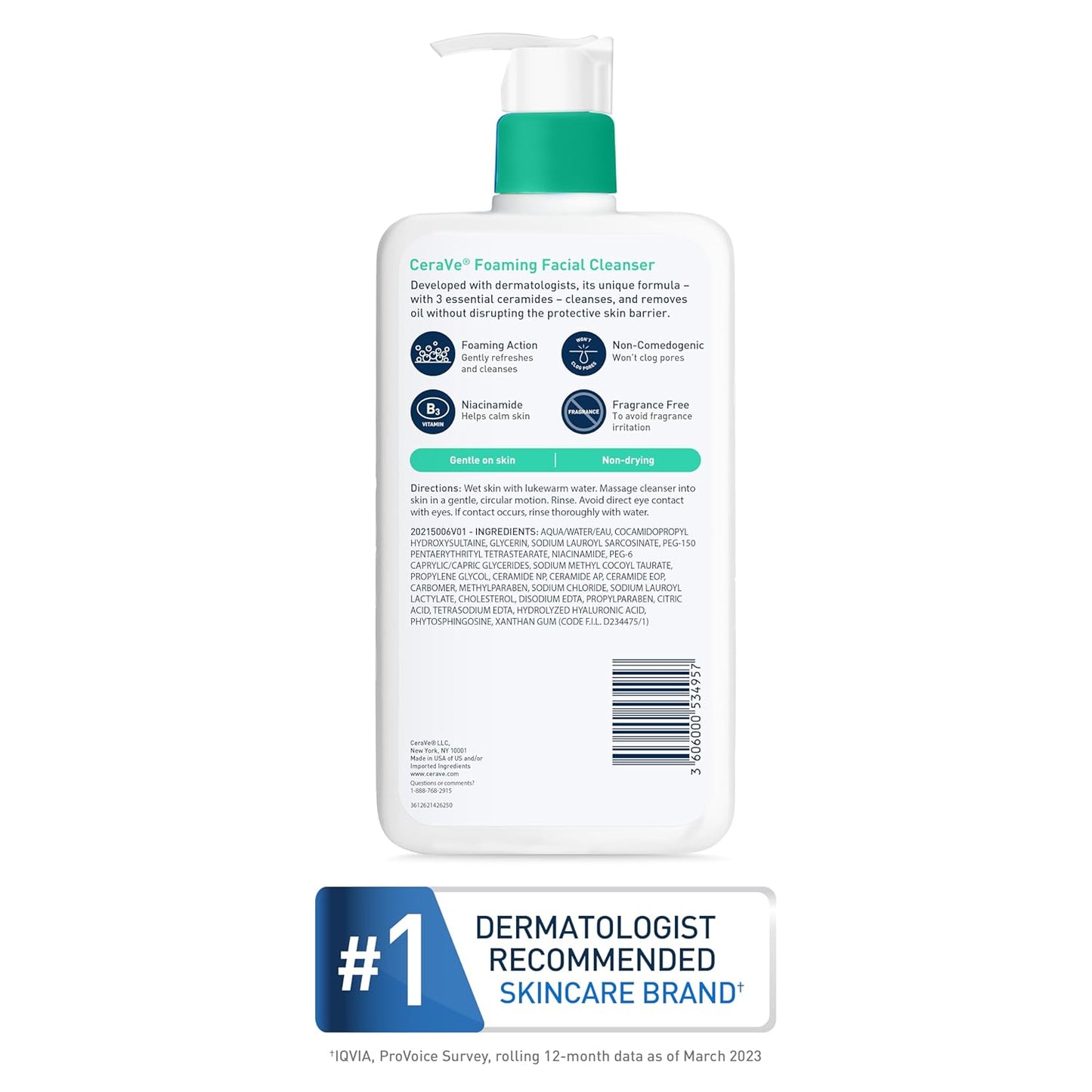 CeraVe Foaming Facial Cleanser, Daily Face Wash for Oily Skin,