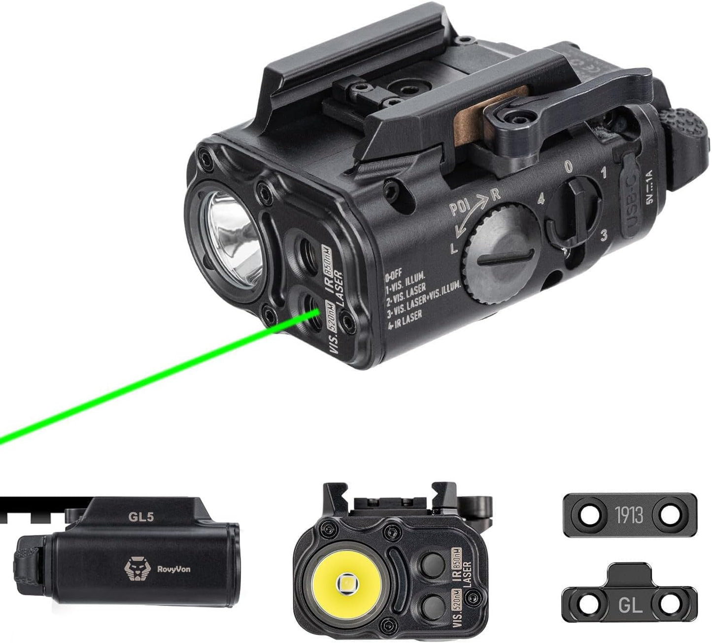 RovyVon GL5 1000 Lumens USB-C Rechargeable Tactical Weaponlight –