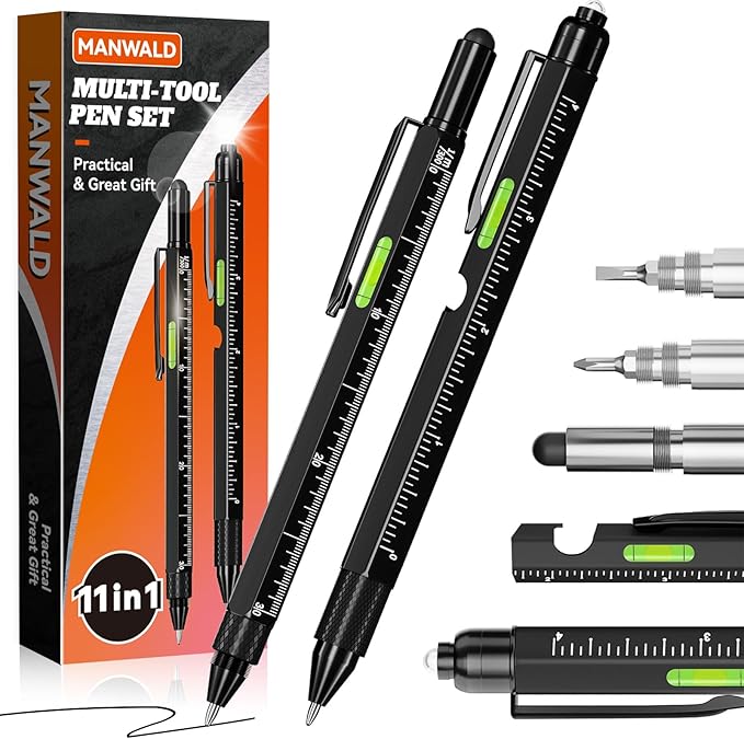 11-in-1 Multitool Pen Set with LED Light – Gifts for Dad, Husband, Men