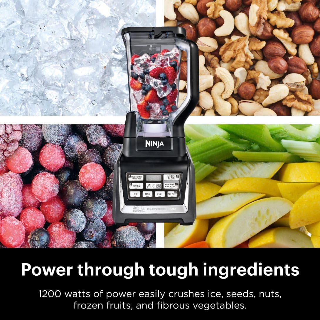 Ninja BL642 Nutri Ninja Personal & Countertop Blender with 1200W Auto-iQ Base,