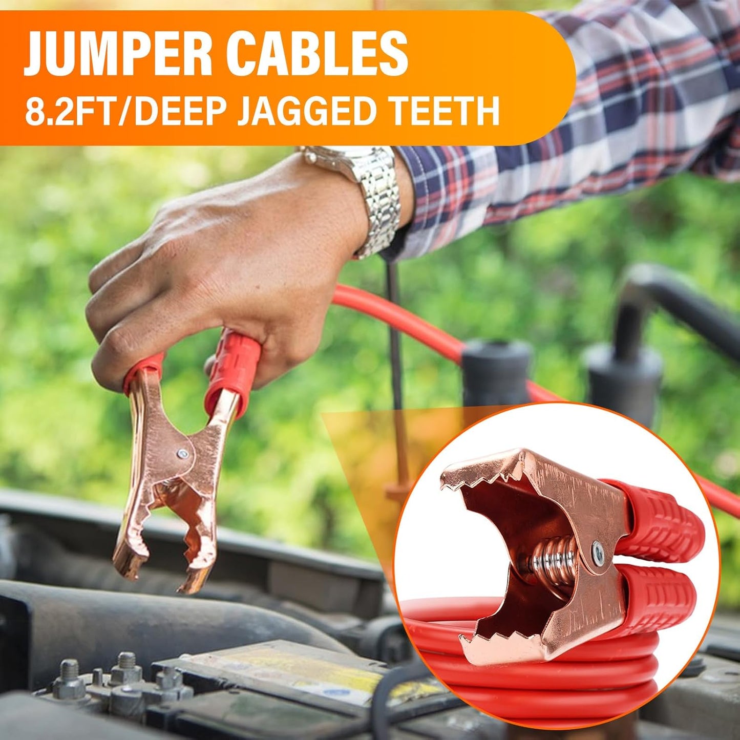 Emergency Car Tool Kit with Jumper Cables, Headlamp & Gloves –