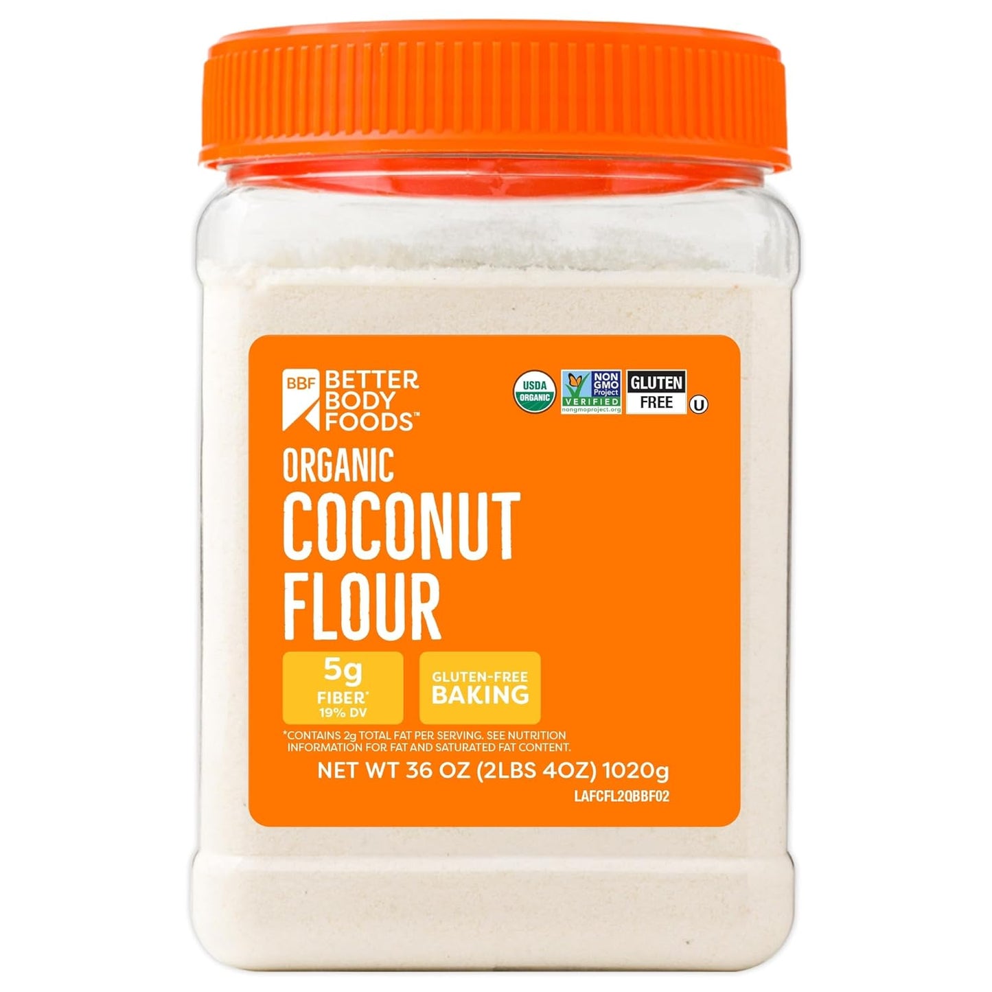 BetterBody Foods Organic Coconut Flour 2.25 Pound Jar,