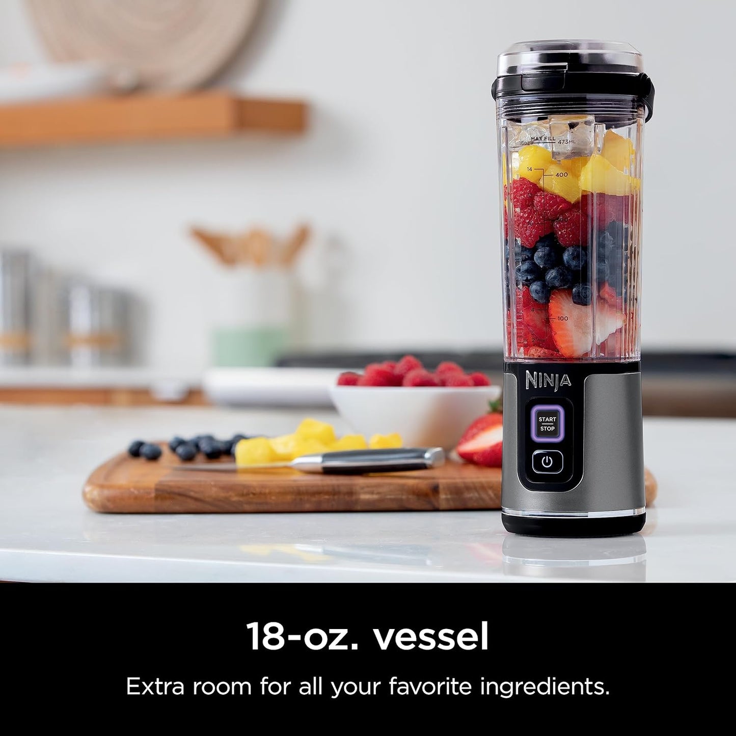 Ninja BC151BK Blast Portable Blender, Cordless, 18oz. Vessel, Personal Blender