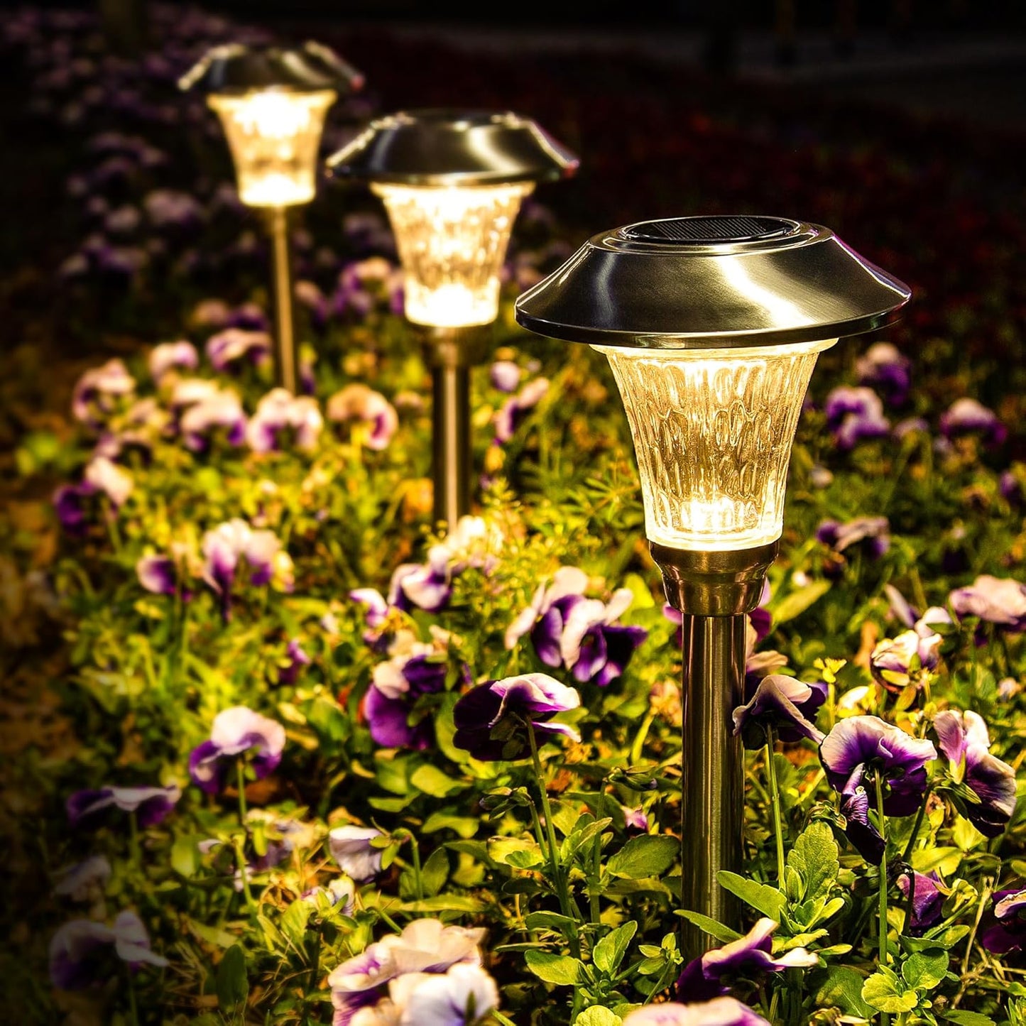 GIGALUMI 8 Pack Solar Pathway Lights, Solar Pathway Lights Outdoor Warm White