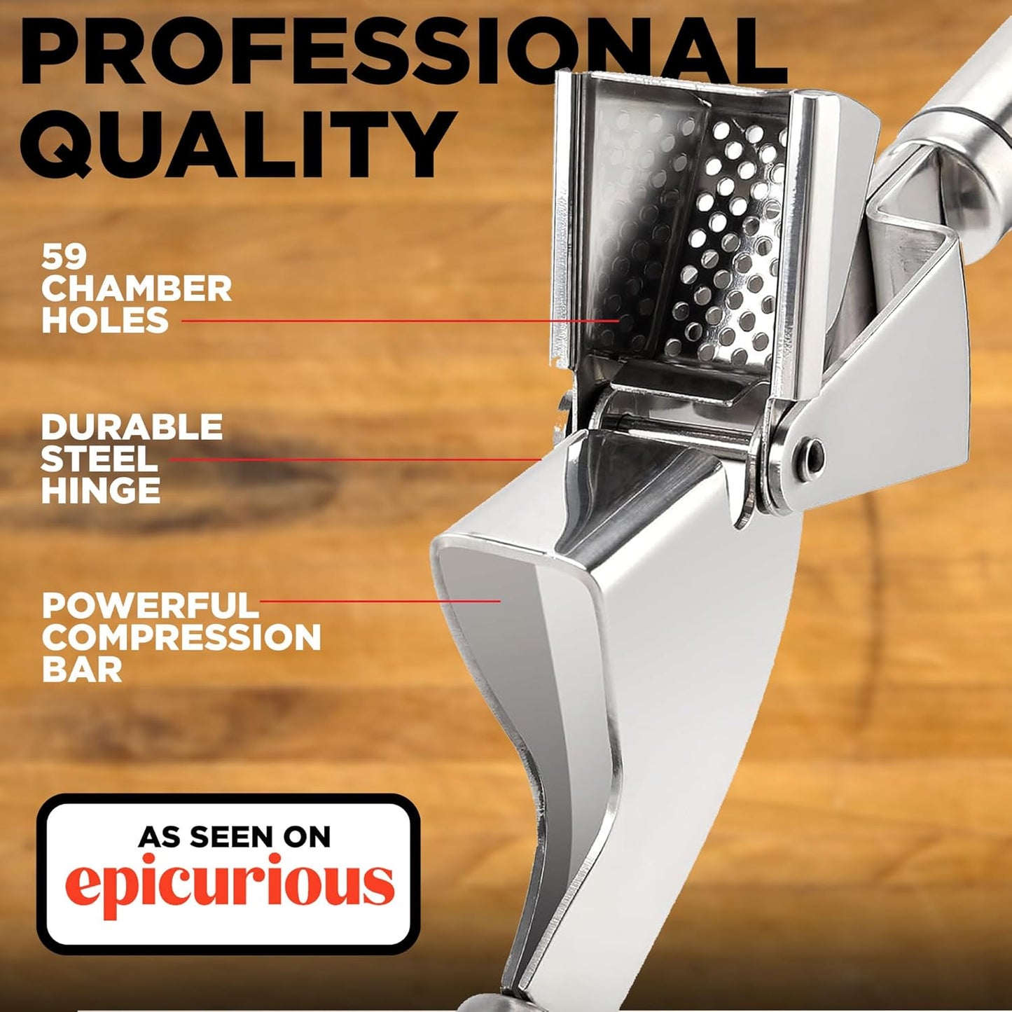 Garlic Press Stainless Steel - Professional Garlic Mincer and Crusher