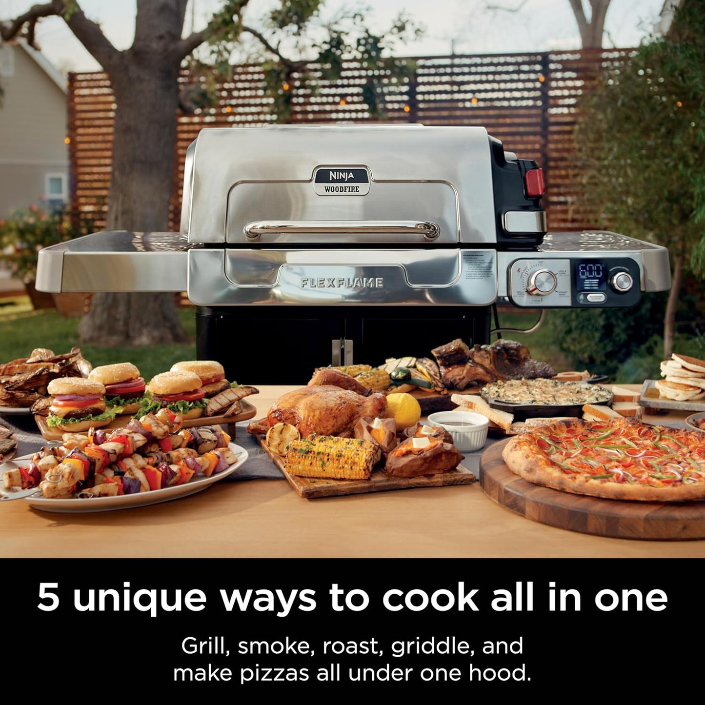 Ninja FlexFlame, Grill and Smoker, Electric and Propane Grill, Roaster