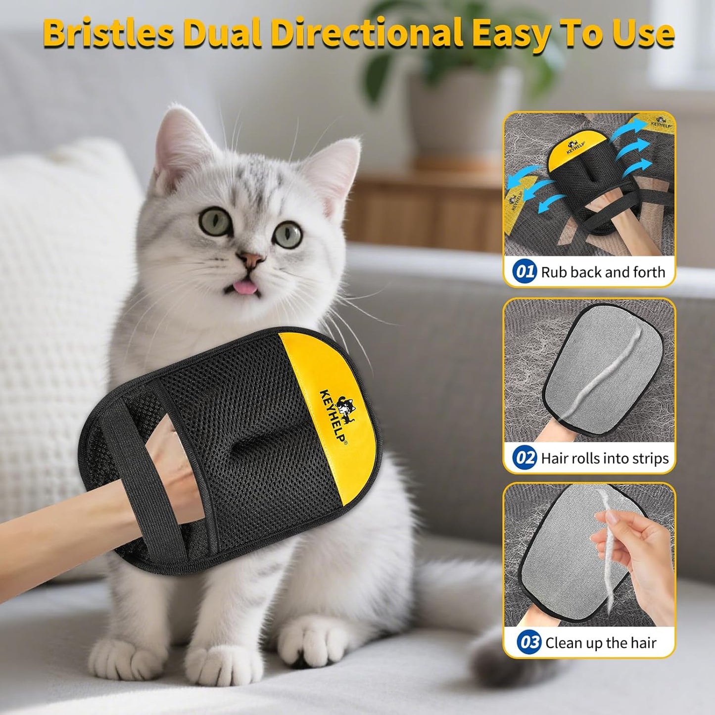 Upgraded Electrostatic Pet Hair Removal Glove – Reusable for Dogs & Cats,