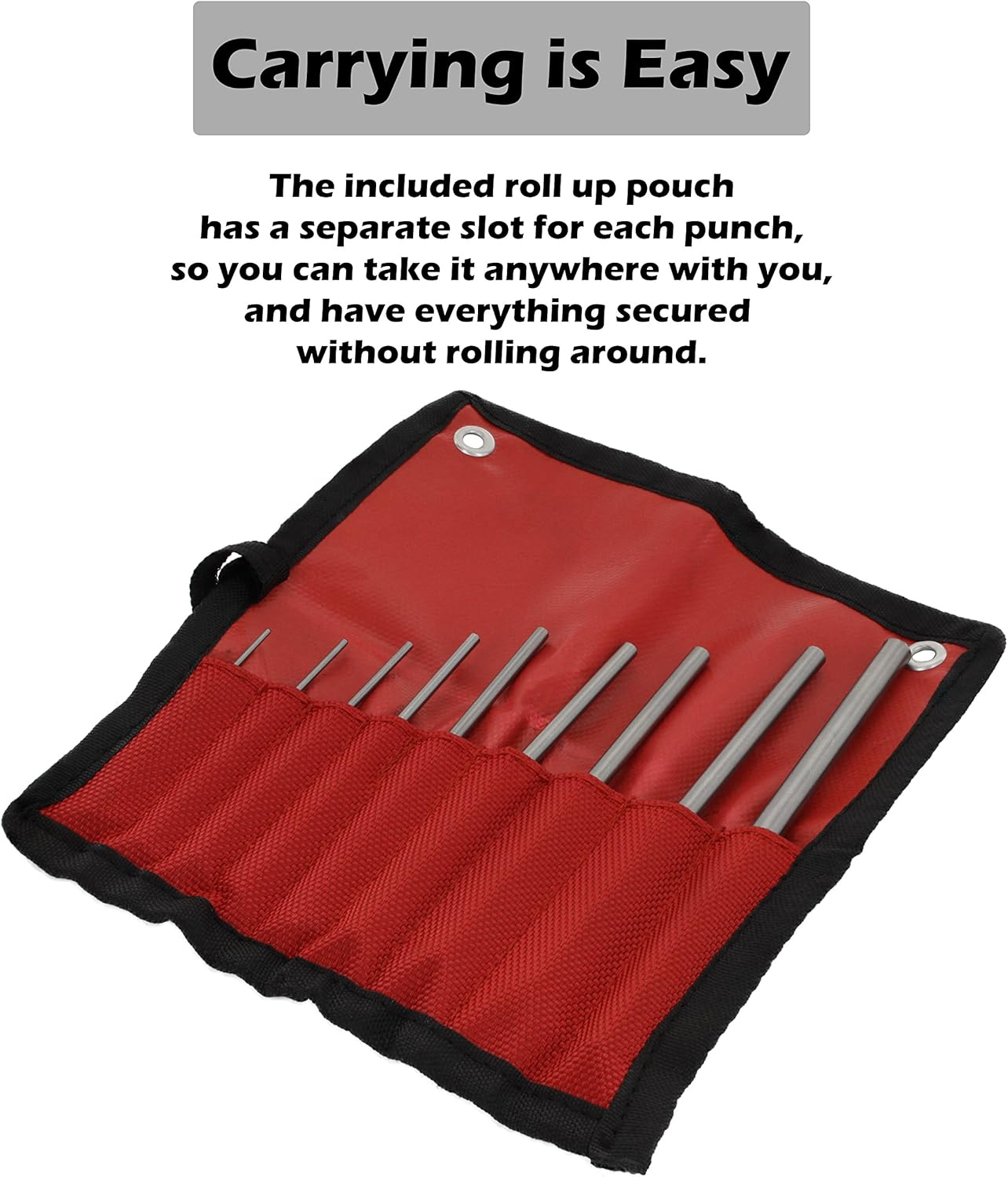 RAM-PRO Roll Pin Punch Set with Storage Pouch,
