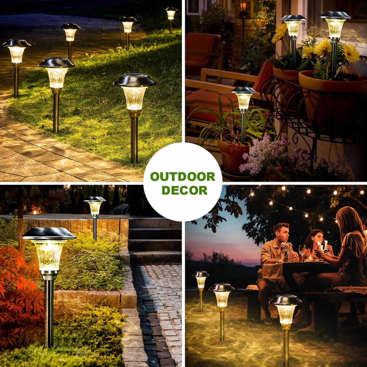 GIGALUMI 8 Pack Solar Pathway Lights, Solar Pathway Lights Outdoor Warm White