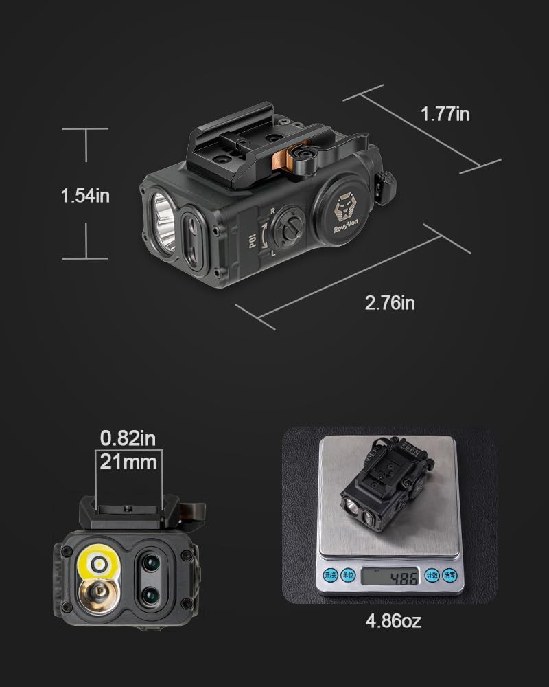 RovyVon GL5 Pro 4-in-1 Rail-Mounted Flashlight – 400 Lumens,