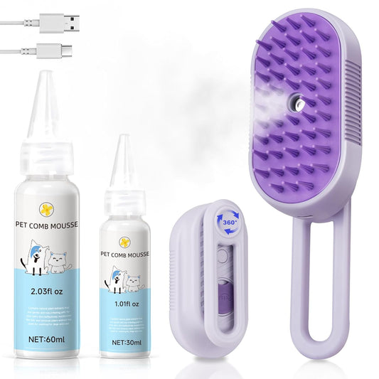 3-in-1 Steam Brush for Cats & Dogs – Grooming & Shedding Comb with Spritz