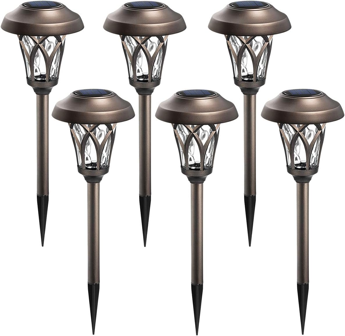 GIGALUMI 6 Pack, Solar Landscape Lights Warm White,