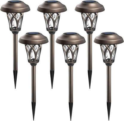GIGALUMI 6 Pack, Solar Landscape Lights Warm White,