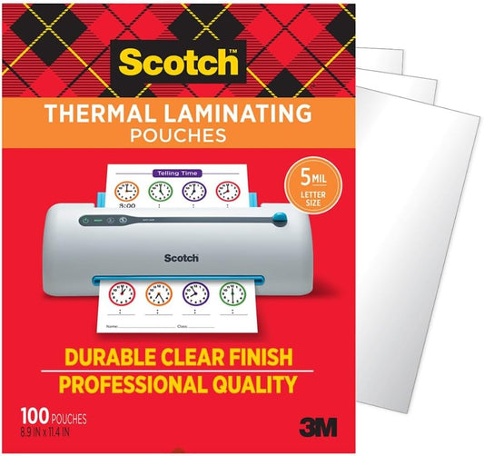 Scotch Thermal Laminating Pouches, 100 Count, Clear