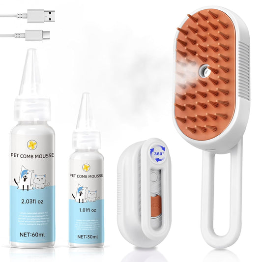 3-in-1 Steam Brush for Cats & Dogs – Spritz Spray Hair Removal Comb
