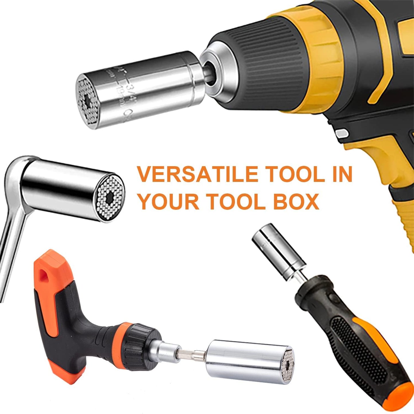 Self-Adjusting Universal Socket Set (2pc) with Drill Adapter –