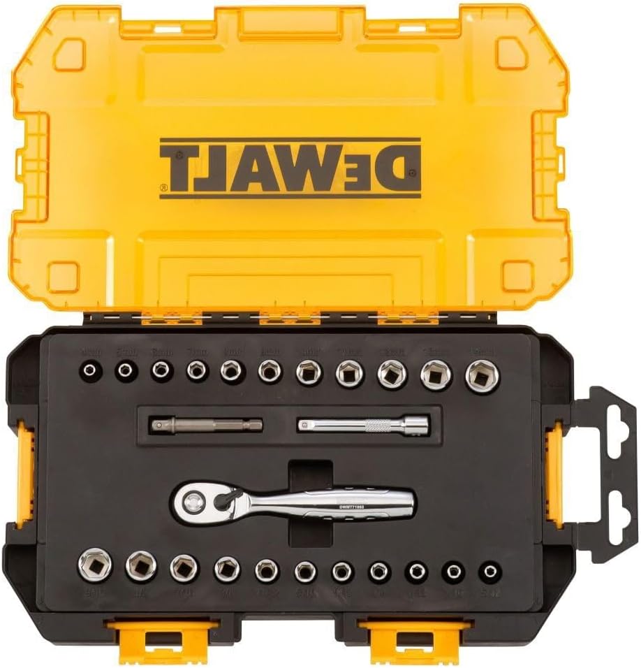 DEWALT Drive Socket Set, SAE/Metric, 1/4-Inch Drive, 25-Piece (DWMT73805)