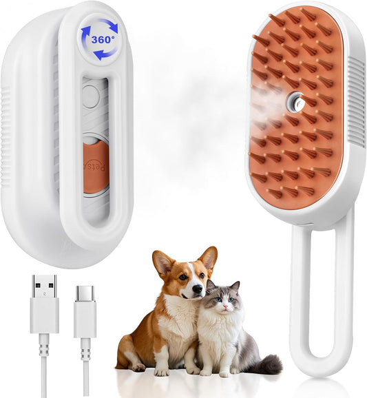 3-in-1 Steam Brush for Cats & Dogs – Grooming & Shedding Comb with Spritz