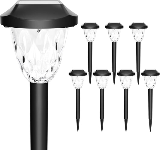 GIGALUMI 8 Pack Solar Lights Outdoor, Solar Pathway Lights with Great Pattern