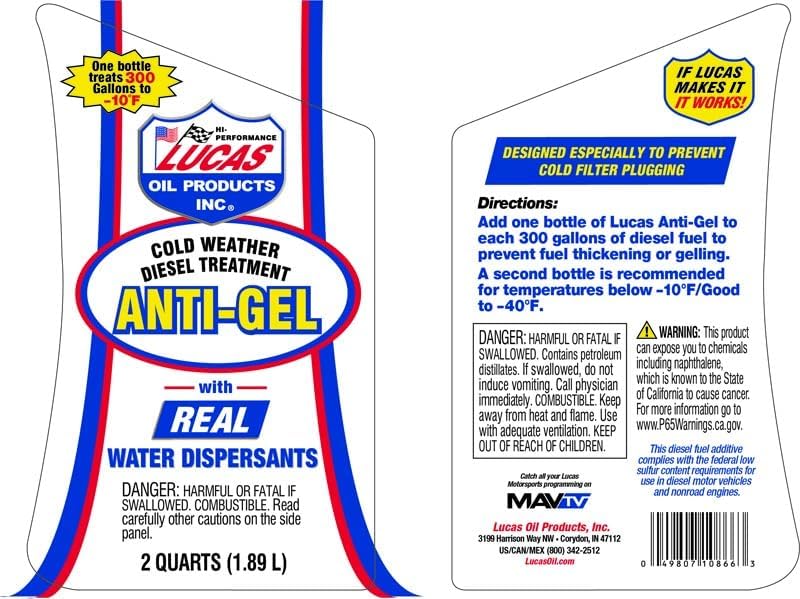 Lucas Oil 10866 Anti-Gel Cold Weather Diesel Additive - 64 fl. oz.