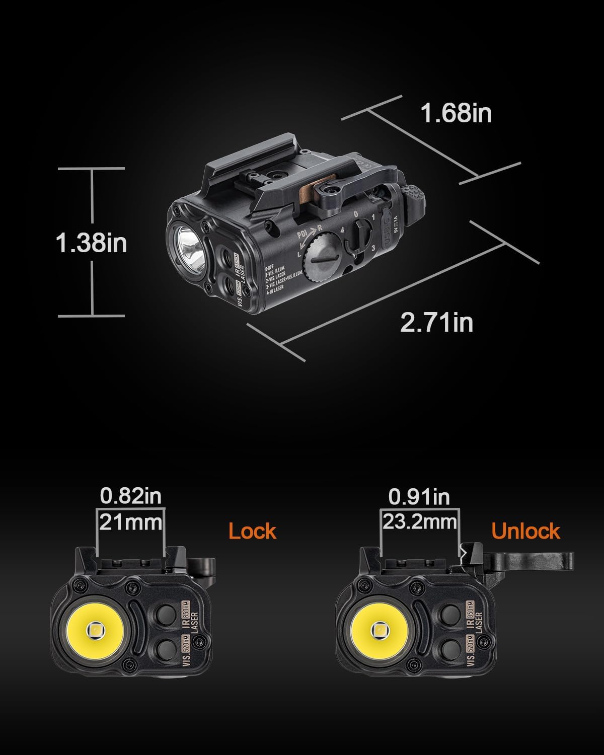 RovyVon GL5 1000 Lumens USB-C Rechargeable Tactical Weaponlight –