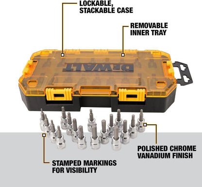 DEWALT Drive Bit Socket Set, 3/8" Drive, SAE/Metric, 17-Piece (DWMT73806)