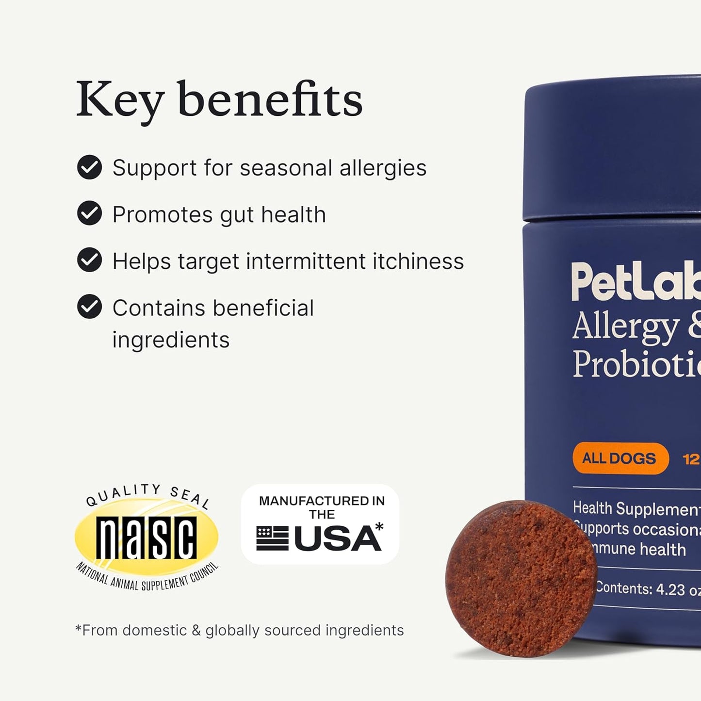 PetLab Co. Allergy & Immune Probiotics for Dogs – 30 Pork Flavor Soft Chews for Seasonal Allergy & Digestive Support
