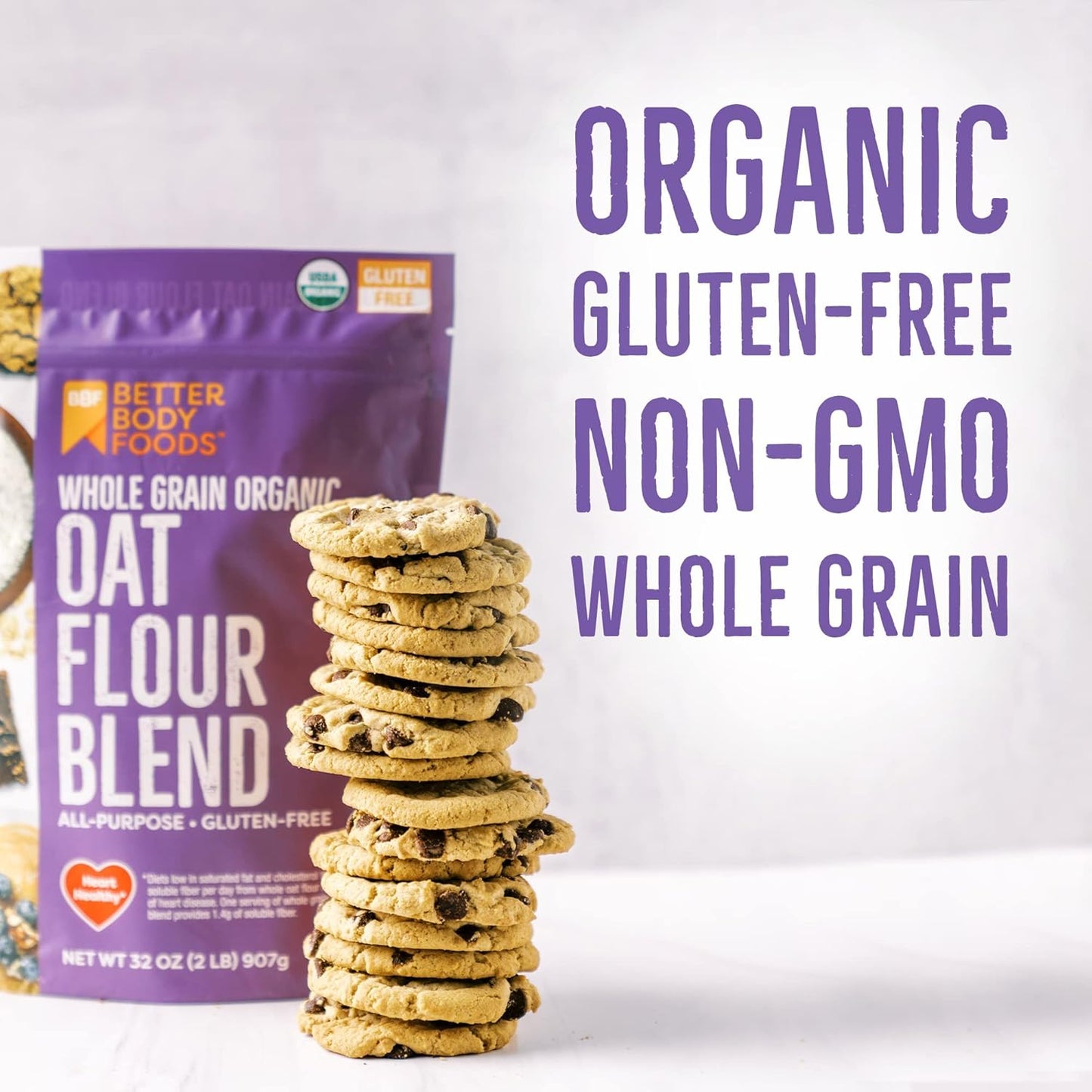 BetterBody Foods Organic Oat Flour Blend, Whole Grain, Gluten-Free,