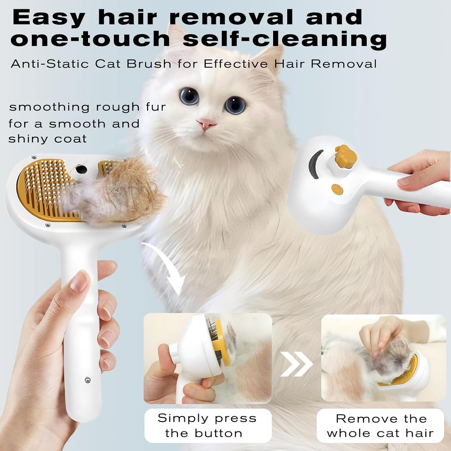 3-in-1 Pet Steam Brush for Dogs & Cats – Spray Hair Removal Comb