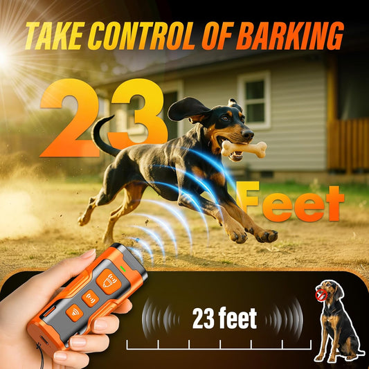 Ultrasonic Dog Bark Deterrent – 3X Anti-Barking with 6 Modes, 23 ft Range,