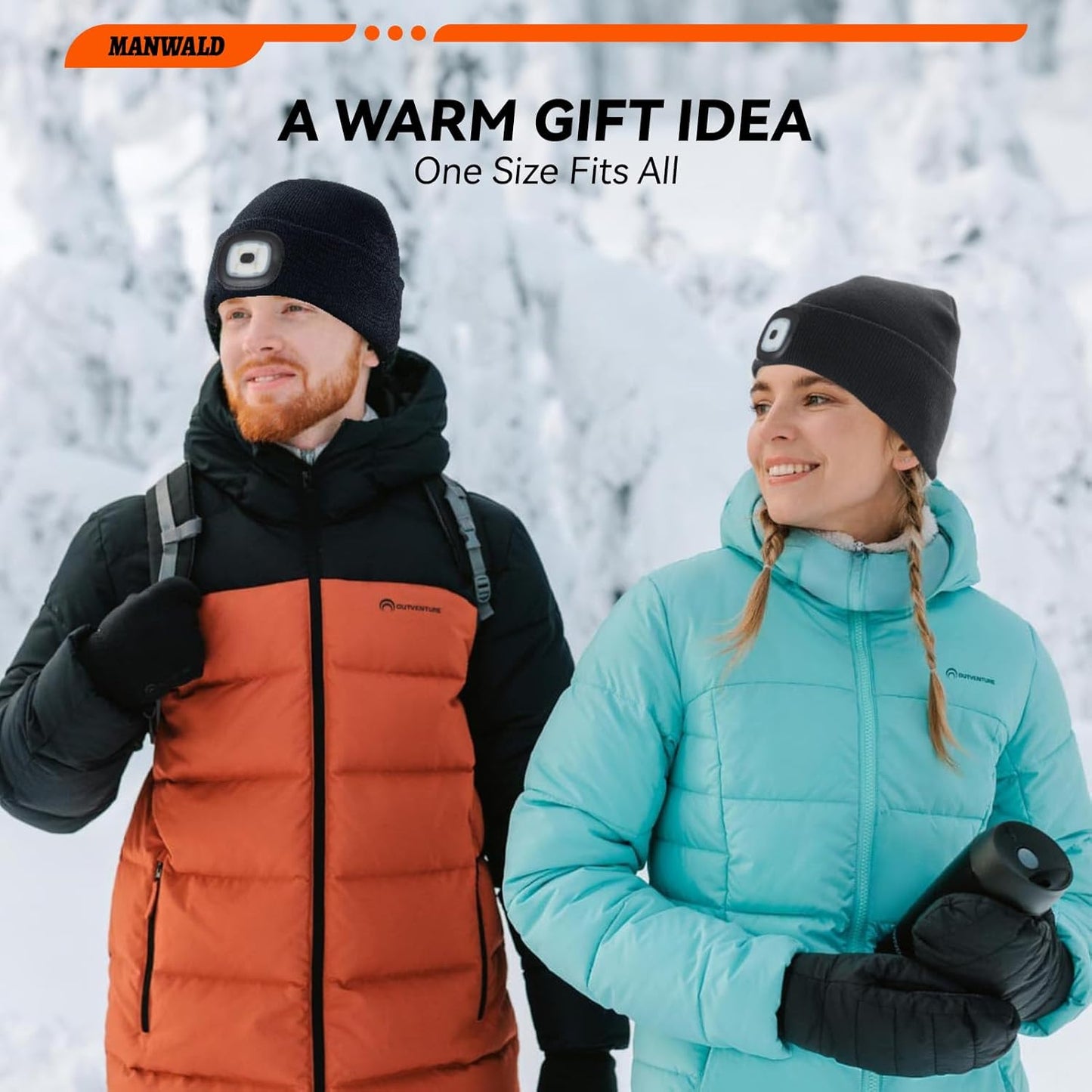 LED Beanie Hat with USB Rechargeable Light (2PCS) – Gifts for Men & Dad