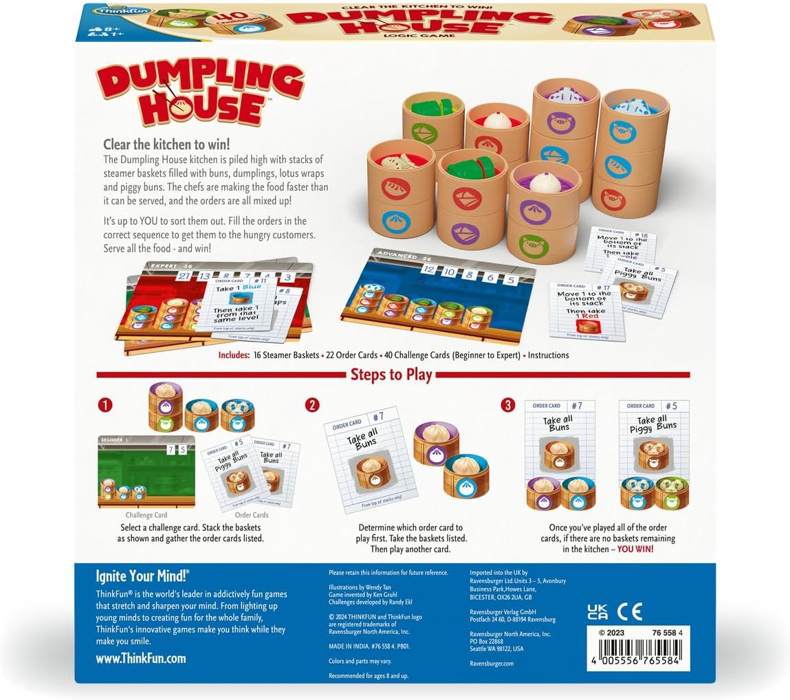 ThinkFun Dumpling House: The Stacking Game of Clearing Orders for Children Ages 8+
