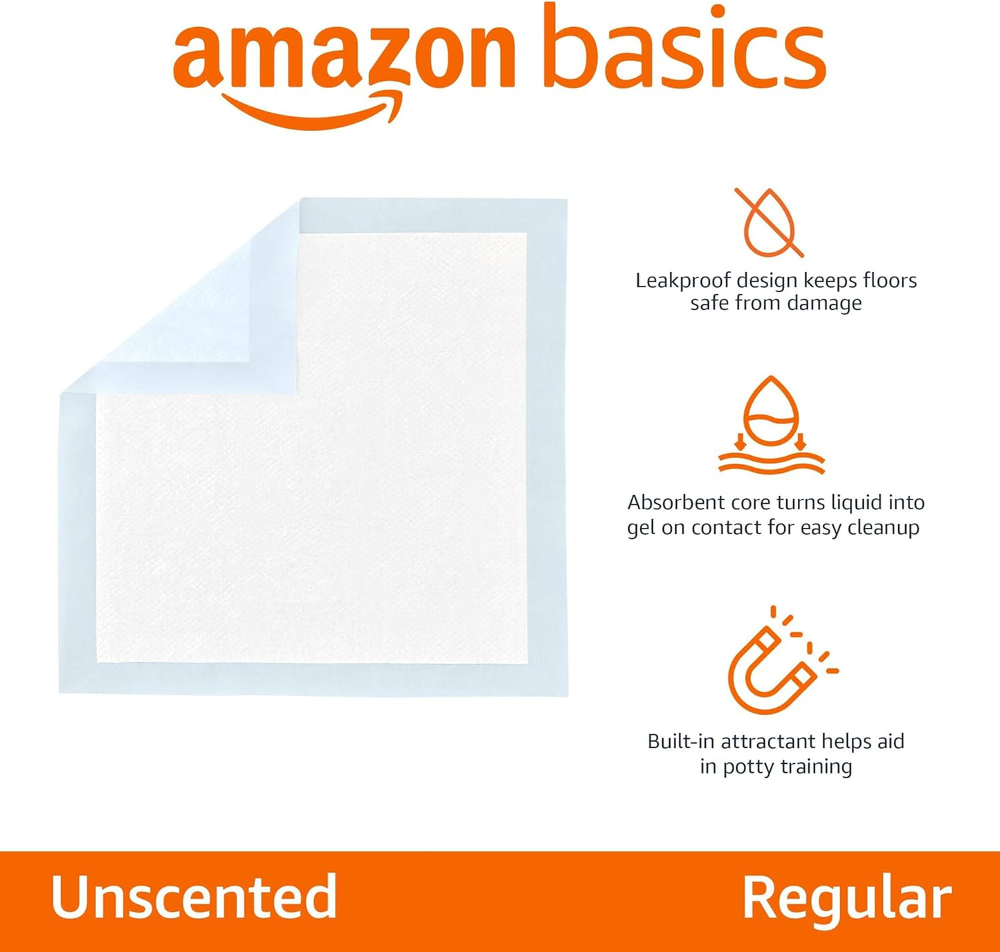 Amazon Basics Dog & Puppy Pee Pads – 5-Layer Leak-Proof, Super Absorbent,