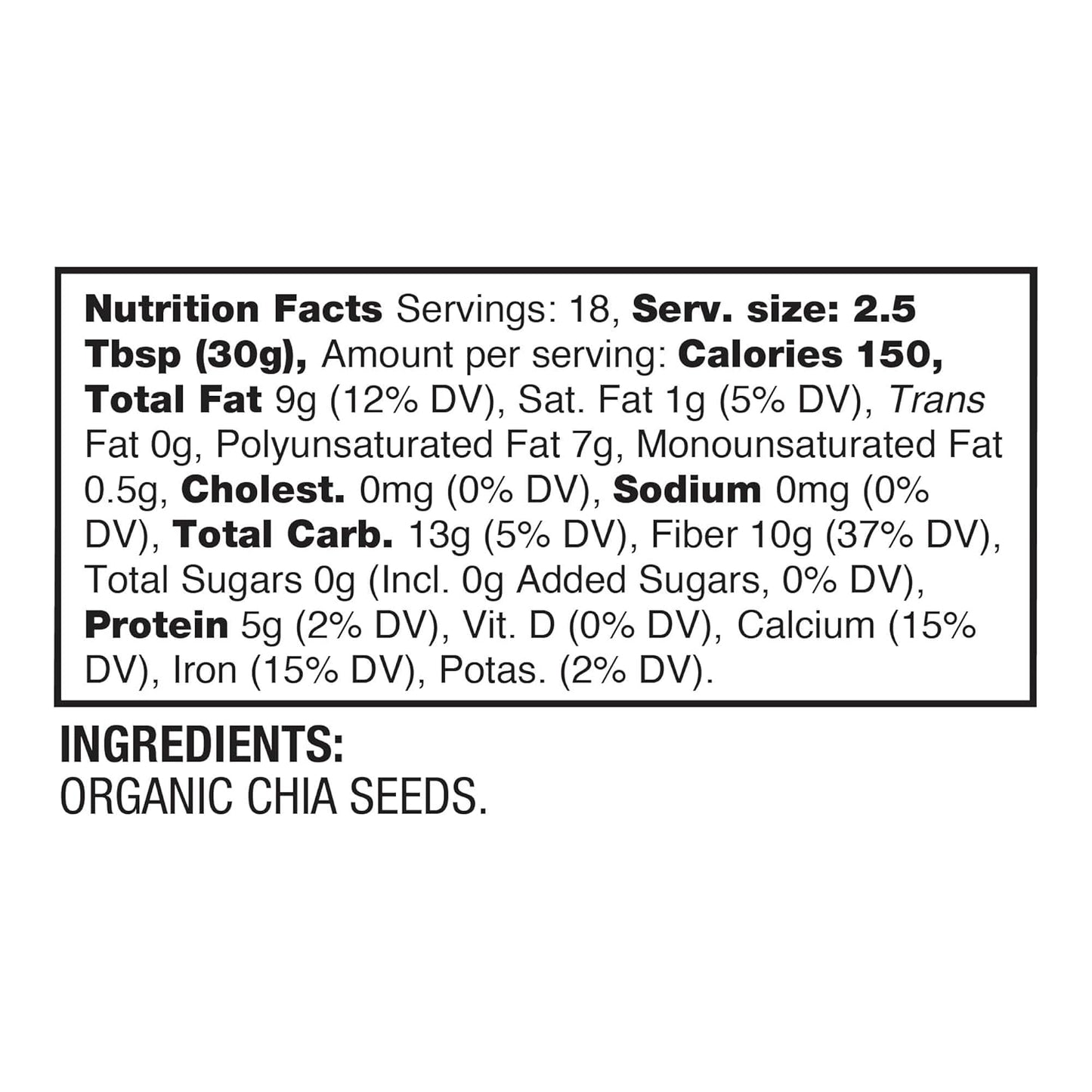 BetterBody Foods Organic Chia Seeds with Omega-3,
