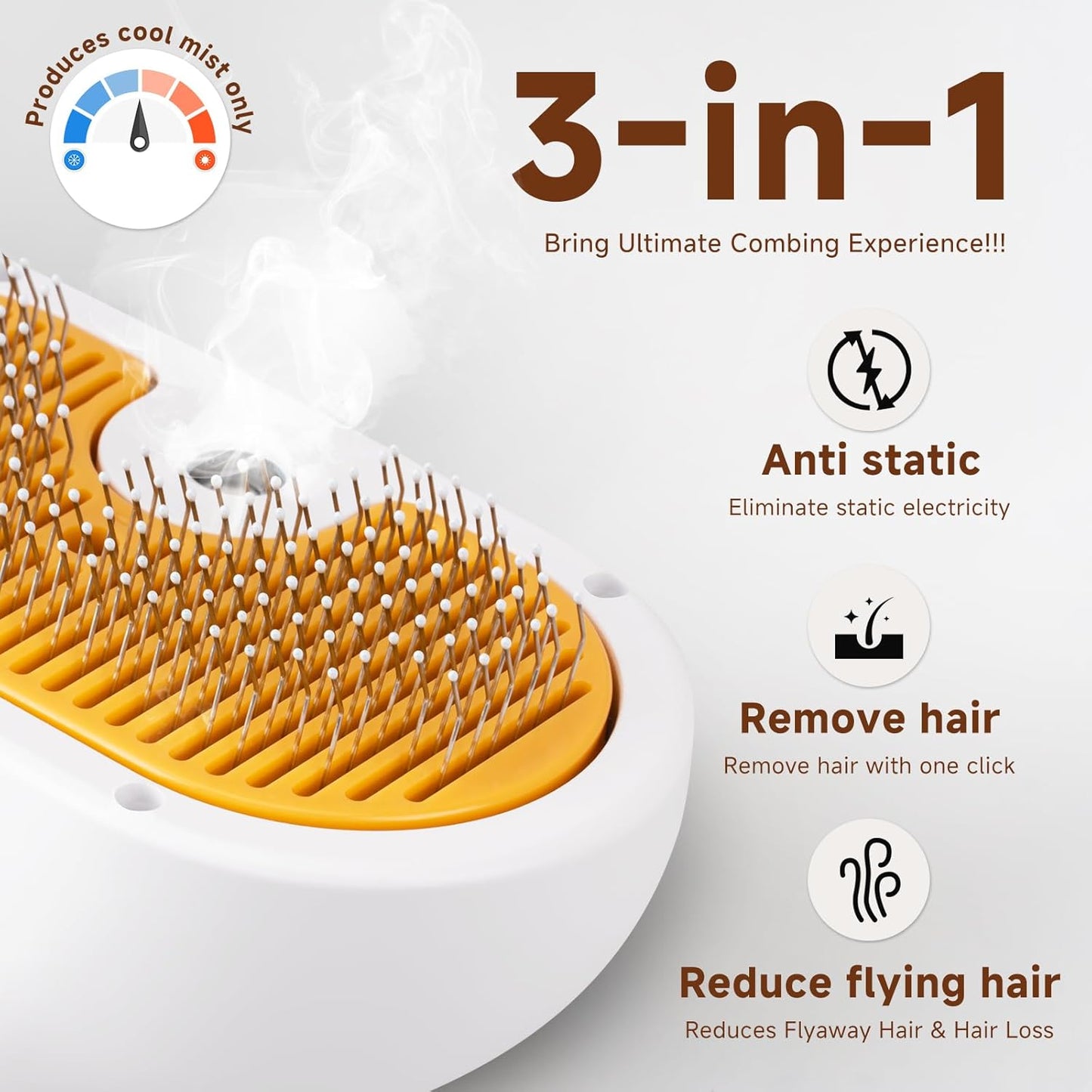 3-in-1 Pet Steam Brush for Dogs & Cats – Spray Hair Removal Comb