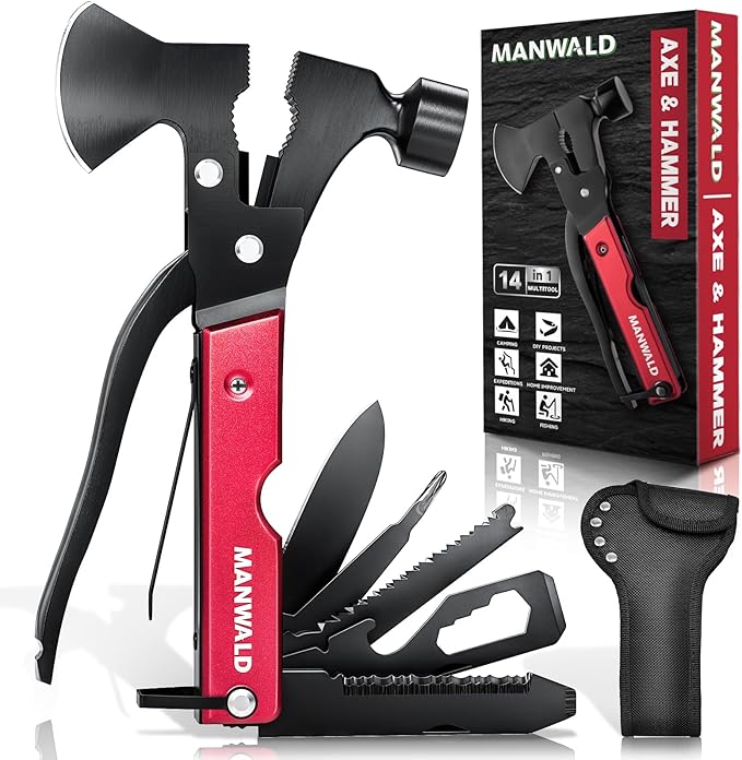 15-in-1 Multitool Axe – Camping & Survival Gear, Gifts for Dad, Husband, Men