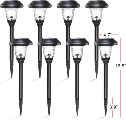 GIGALUMI 8 Pack Solar Pathway Lights, Solar Garden Lights Outdoor Warm White