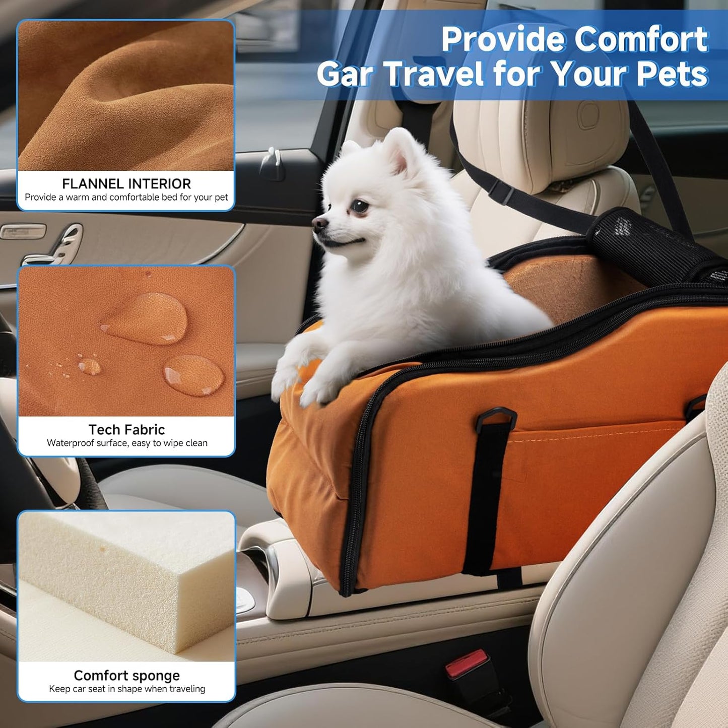 Center Console Dog Car Seat – Portable Booster for Small Dogs