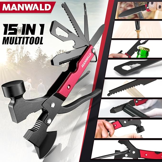 15-in-1 Multitool Axe – Camping & Survival Gear, Gifts for Dad, Husband, Men