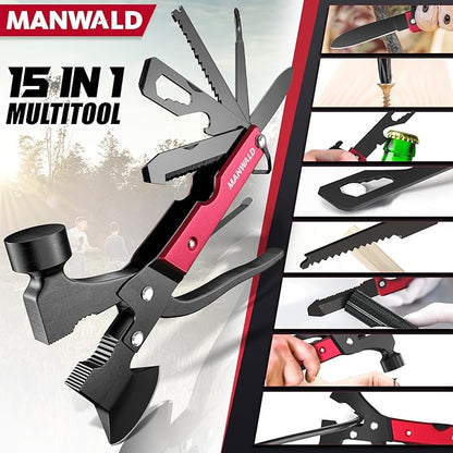 15-in-1 Multitool Axe – Camping & Survival Gear, Gifts for Dad, Husband, Men