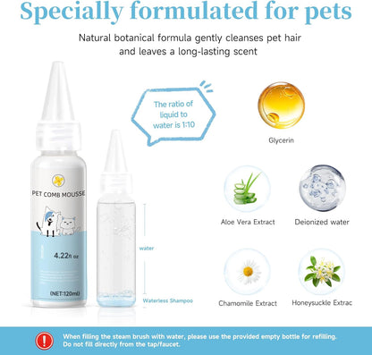 3-in-1 Pet Steam Brush for Dogs & Cats – Grooming Spray Comb