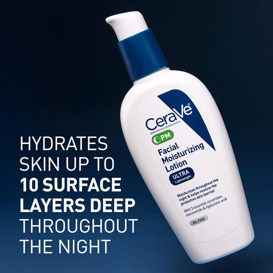 CeraVe PM Facial Moisturizing Lotion, Night Cream with Hyaluronic Acid and Niacinamide