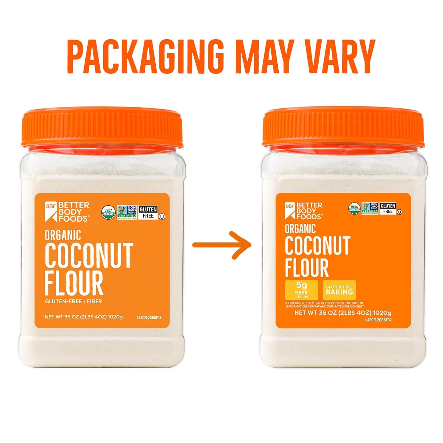BetterBody Foods Organic Coconut Flour 2.25 Pound Jar,
