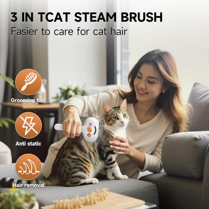 3-in-1 Pet Steam Brush for Dogs & Cats – Grooming Spray Comb