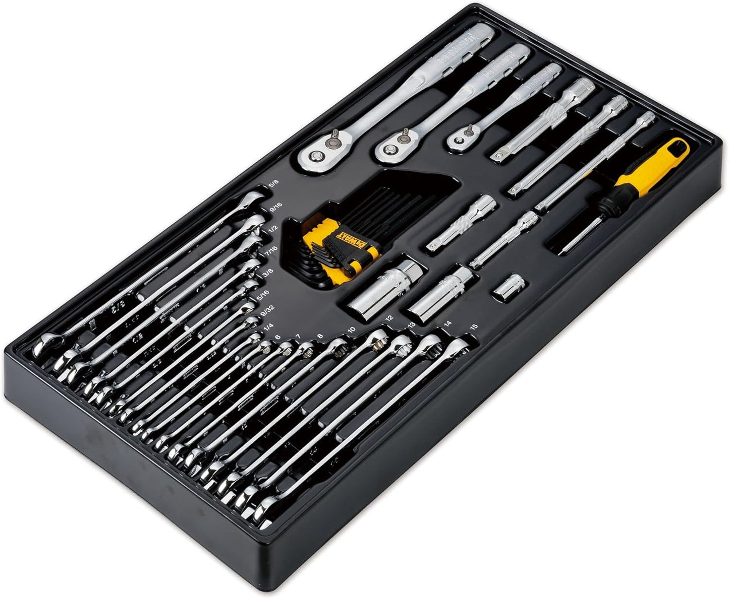 DEWALT Mechanics Tool Set, 1/4", 3/8", 1/2" Drive Tools and Combo Wrenches