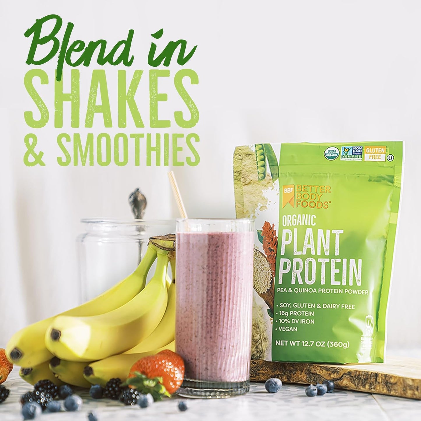 BetterBody Foods Organic Plant Based Protein Powder,
